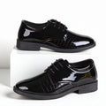 Versatile black business casual leather dress shoes for men - lace-up work shoes, wedding shoes, fashionable men's shoes, patent leather