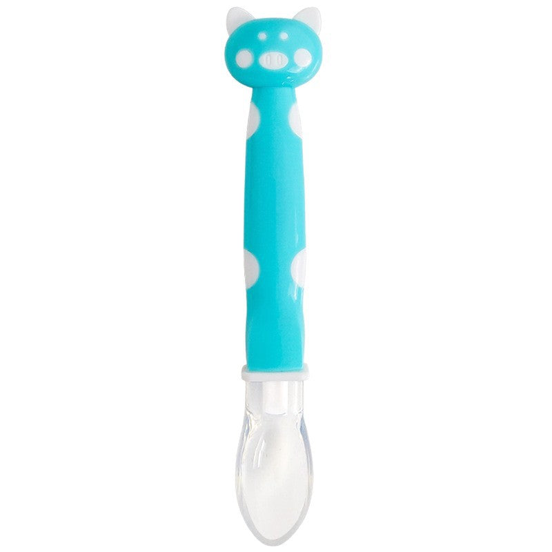 English card baby silicone spoon baby silicone feeding spoon food grade children's feeding tableware soft head spoon wholesale