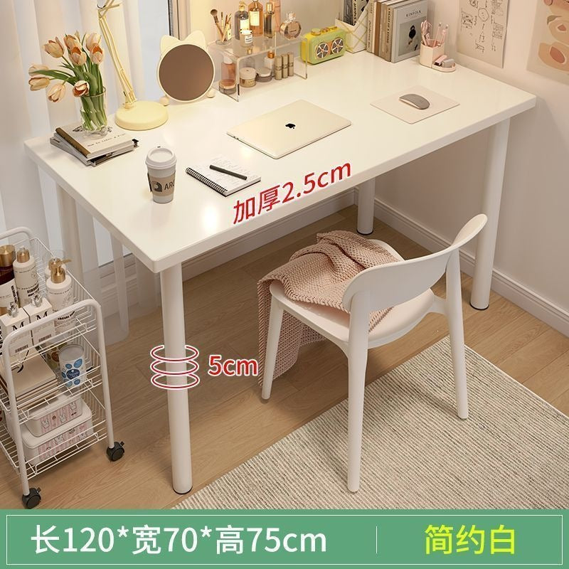Eco-friendly 2.5cm thickened particleboard desk - white, reinforced, simple rectangular design - ideal for study, bedroom, or writing
