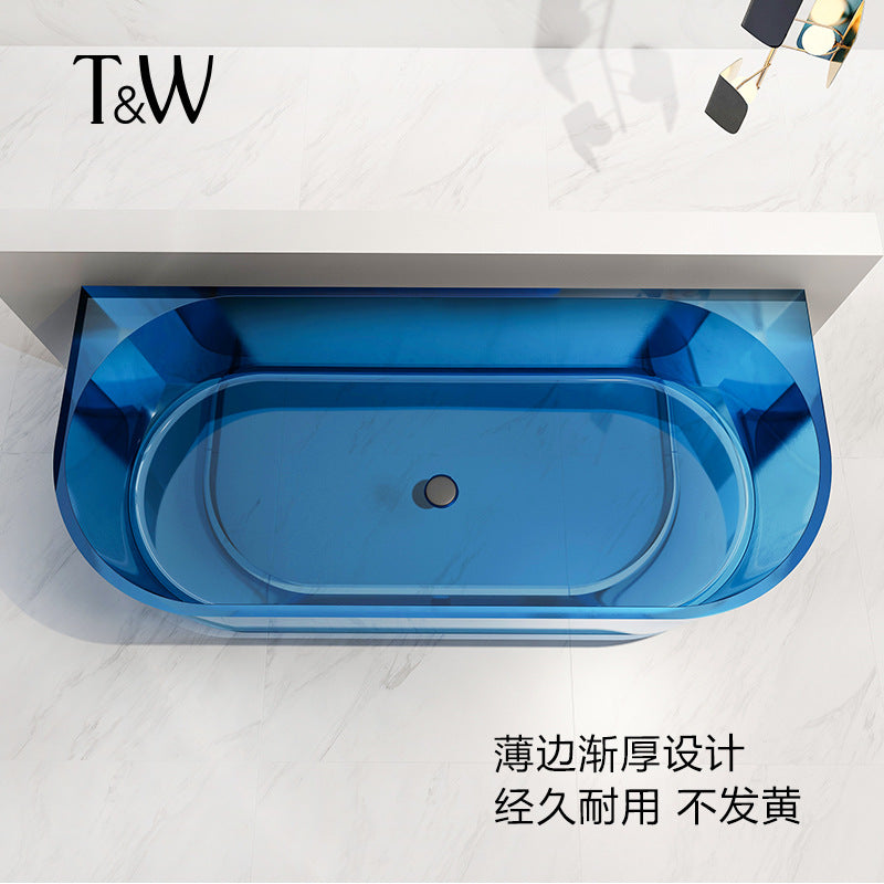 Travel Color Transparent Bathtub Resin Freestanding Bathtub Factory Outlet Hotel Engineering Bathtub
