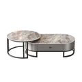 Rock slab coffee table living room for homeaccessible luxury modern casual oval sub-mother coffee table popular small apartment with drawer tea table