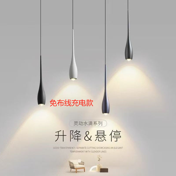 Small hill retractable bedside chandelier bar, battery is not connected to wires, advanced sense with lifting and wiring-free ambient light