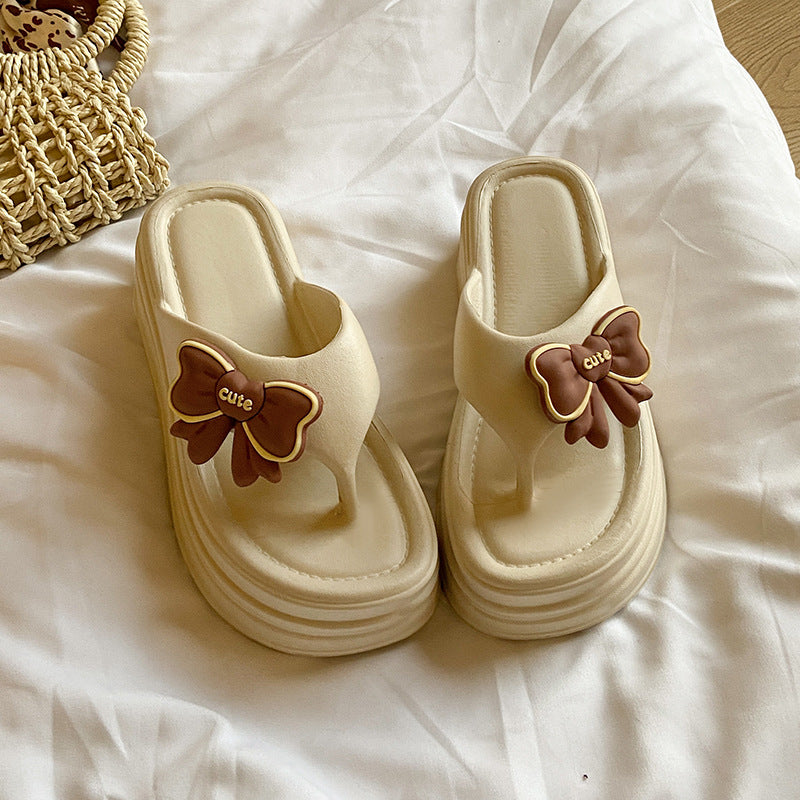 New fashionable casual soft sole height increasing non-slip odor-resistant spring/summer new versatile butterfly beach flip-flops