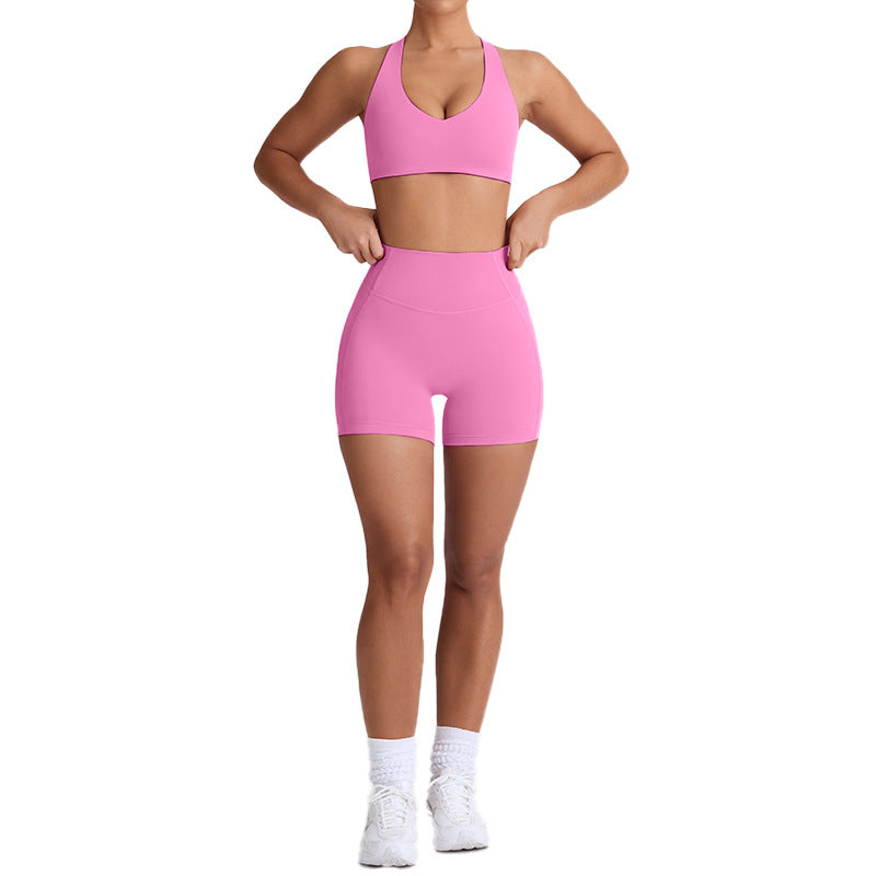 peach butt tummy-tight yoga pants for women outwear running sports quick-drying fitness pants three-quarter shorts