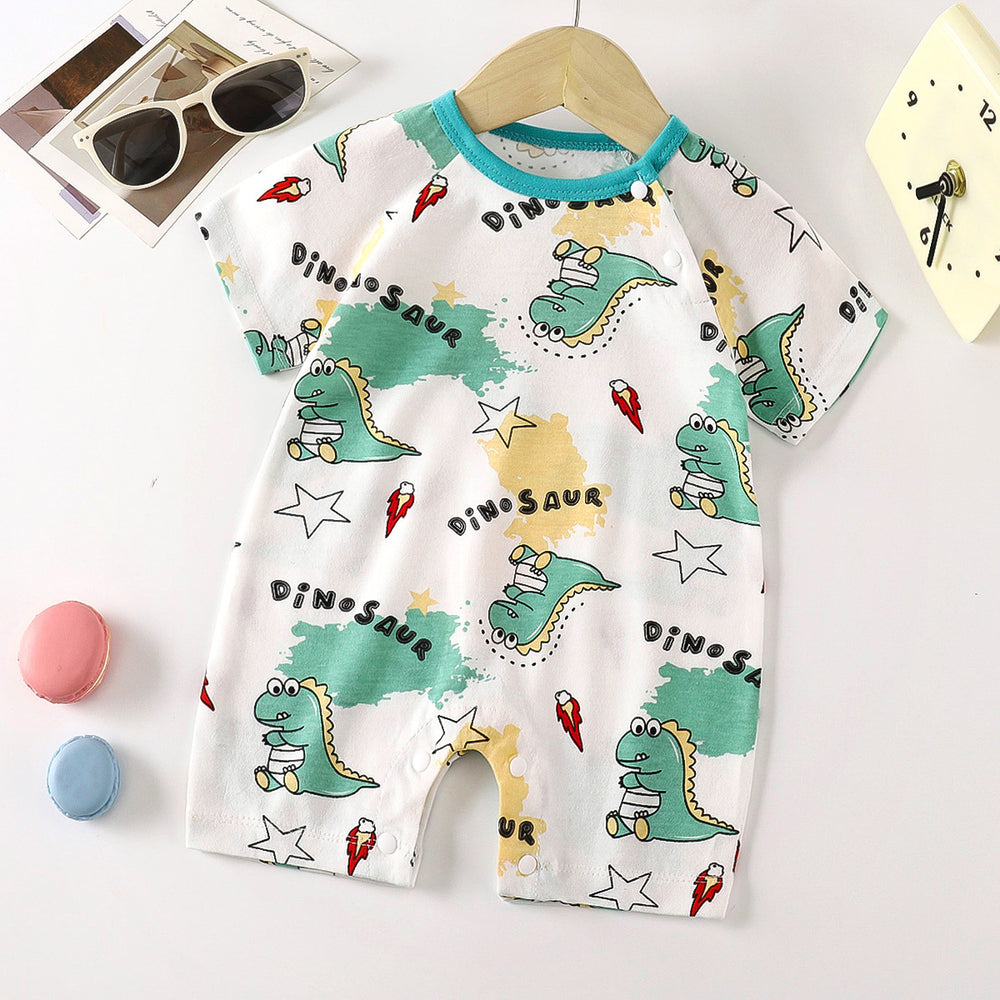 Baby clothes summer thin pure cotton air-conditioning clothes pajamas newborn baby short-sleeved onesie baby outing khaki crawling