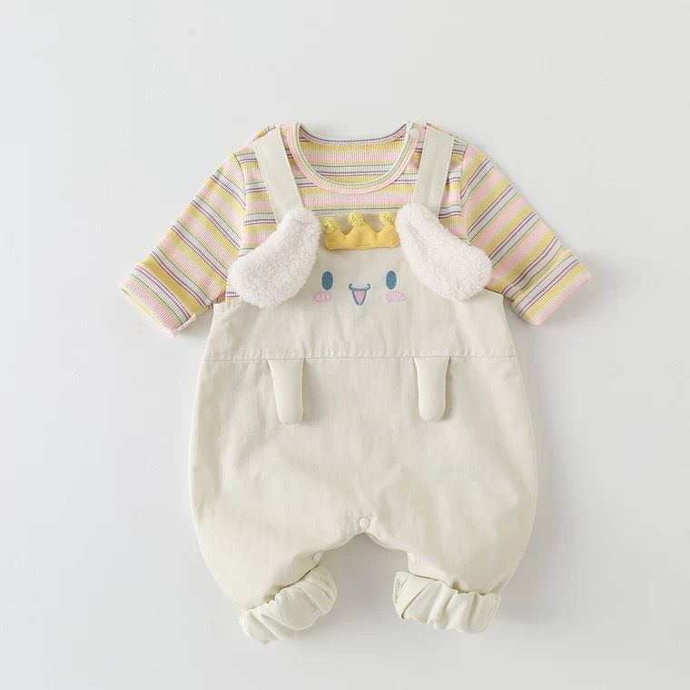 Baby autumn suit rompers spring autummale baby stripeslong sleeves overalls two-piece set jumpsuit