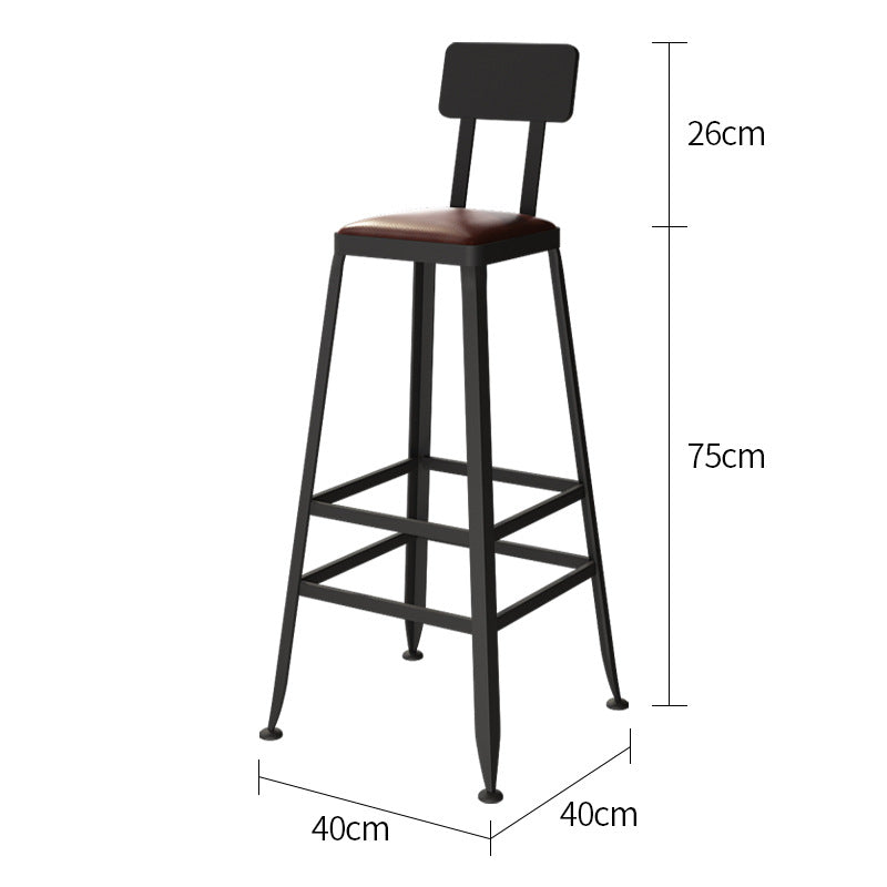 Bar table and chair combination Industrial style wrought iron solid wood bar High foot milk tea shop Cake shop Narrow table against the wall