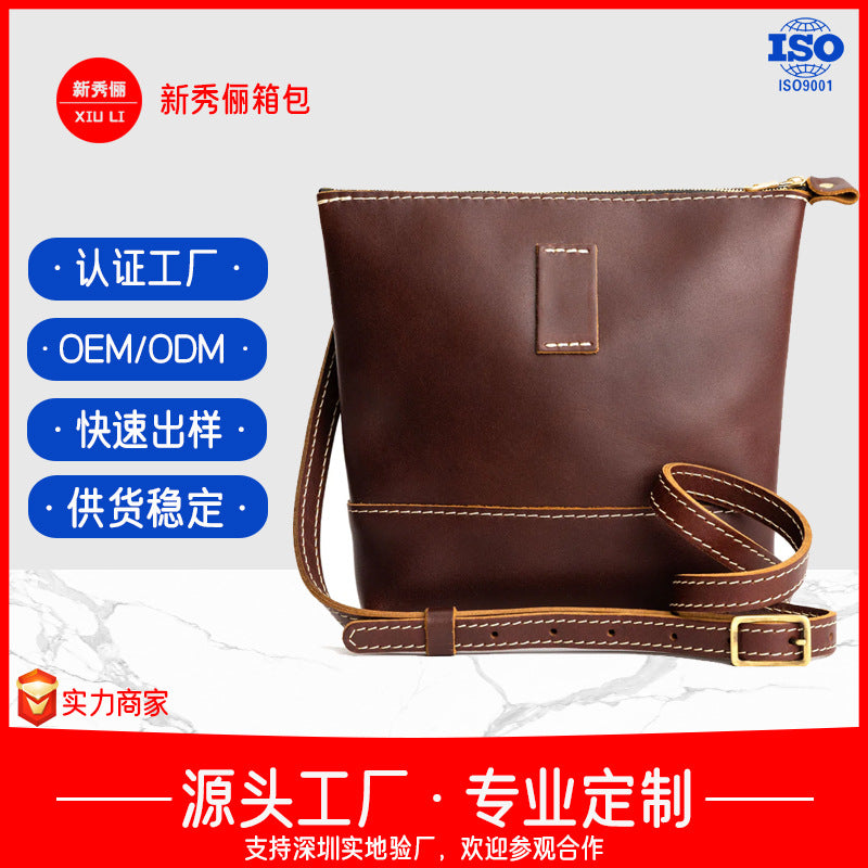 Crossbody bag custom business shoulder bag waterproof leather bag casual vertical women's bag simple storage bag factory wholesale