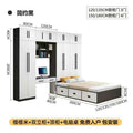 【minimalist black】bed + standing cabinet + top cabinet + computer desk + wardrobe combo