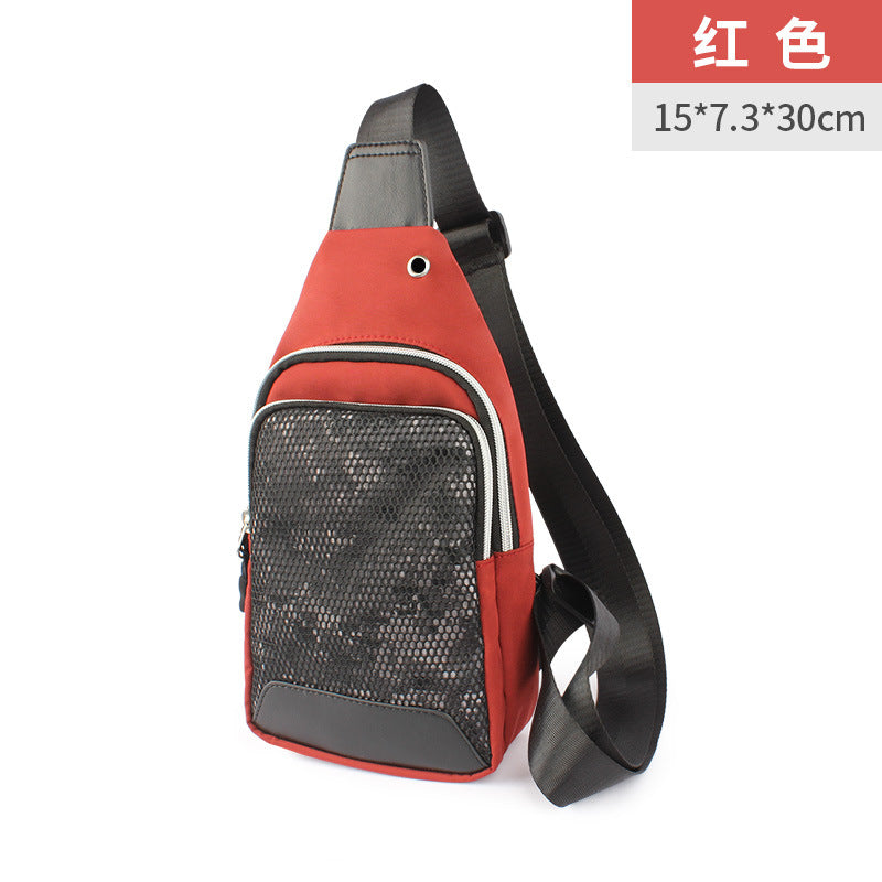 Customized trendy brand men's breast bag Oxford cloth sports shoulder lulu messenger bag multi-functional outdoor mobile phone bag custom