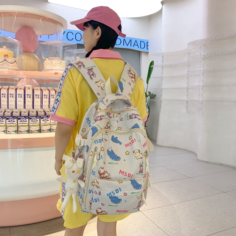 Backpack Men's Simple Large Capacity Travel Backpack Women's Casual Japanese Junior High School Student High School Student School Bag Men