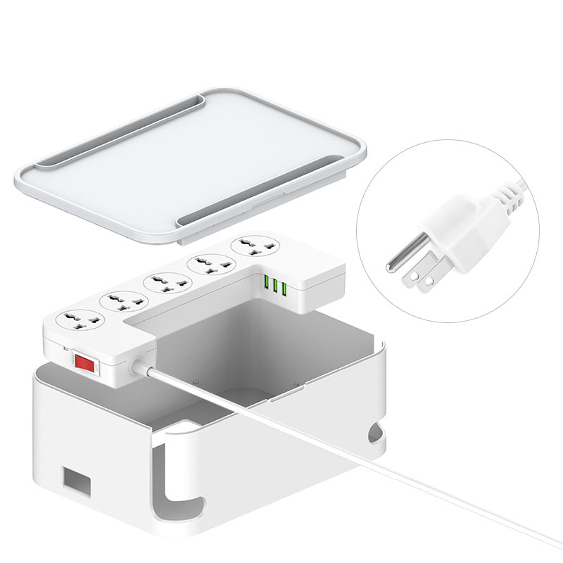 Lidenuo USB porous fast charging socket storage box with wireless charging, multi-functional 5-position socket board storage box 2 meters