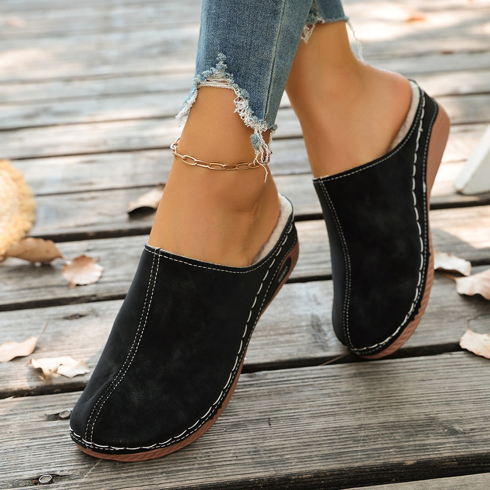 summer new arrival: plus size women's casual comfort round toe flat slip-on slippers wholesale