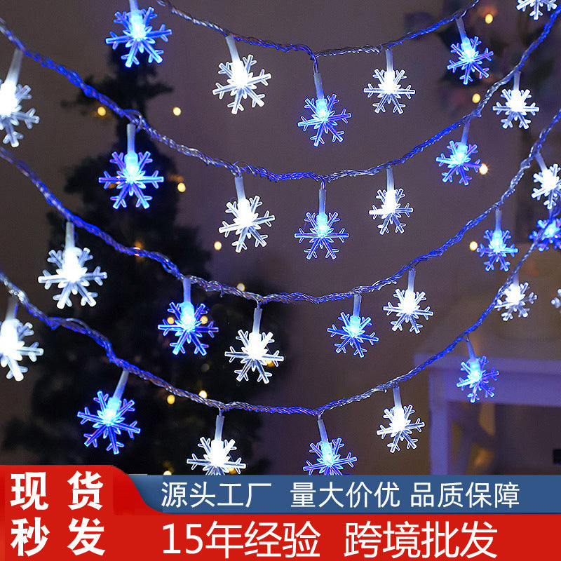 LED snowflake light string Christmas tree decoration small lights Battery box ambient light Christmas day hanging lights ins decorative lights