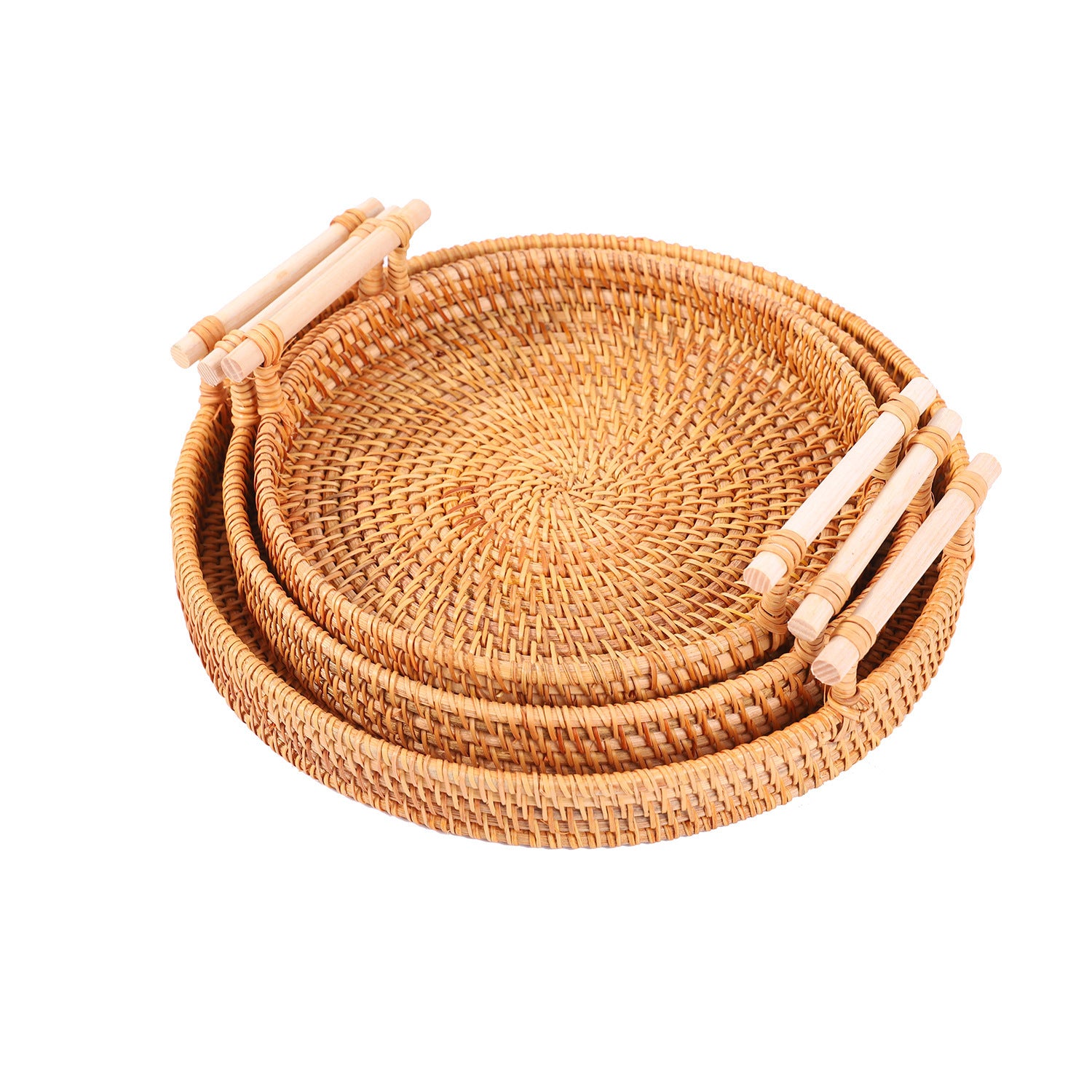 rattan hand-held tray, Vietnamese autumn rattan woven storage basket, binaural handle bread basket, fruit snack storage basket
