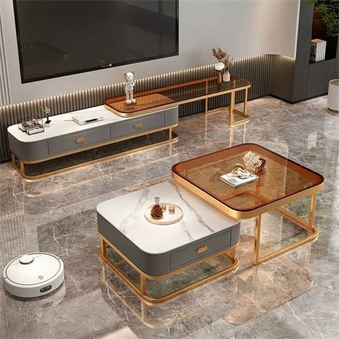 Rock slab coffee table living room for homenew arrivalaccessible luxury marble table foldablenormcore coffee table small apartment