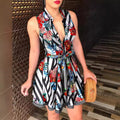 summer new arrival: cross-border women's fashion hot seller - v-neck tie-up sexy printed dress