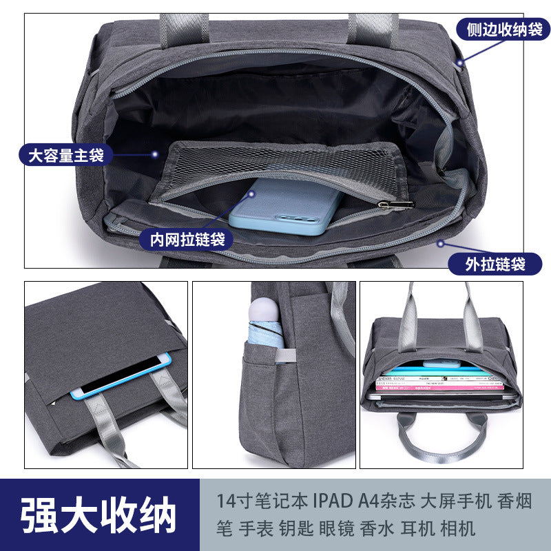 Satchel briefcase college training bag large capacity oxford cloth waterproof information bag travel office document bag personalized
