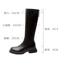 Petites thick heel boots women's thick round toe small gold buckle knee high knight boots boots 2025 brown black waterproof