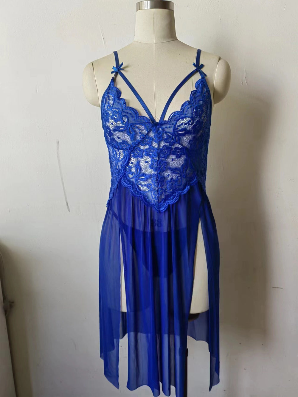 fashion sexyintimates wholesale women's sexylace mesh patchwork suspender slit thin long skirt nightgown