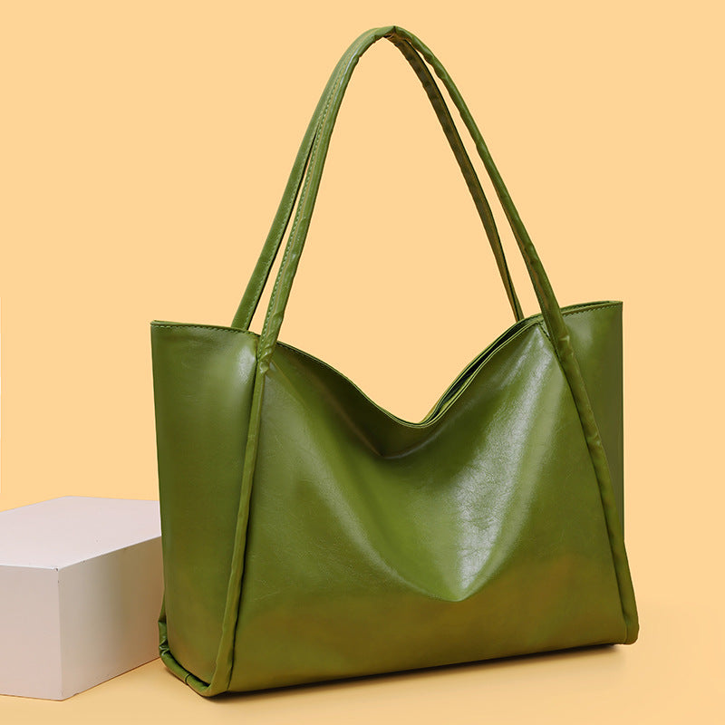 Vintage large capacity bag women's autumn/winter 2025 new trendy niche tote bag versatile shoulder bag minimalist handbag