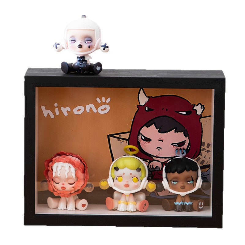 POP MART photo frame storage box wall hanging doll blind box display picture frame scene figure storage wholesale hollow