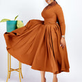 D454  foreign trade women's new fashion high neck elegant beaded flared dress fitted waist african dress