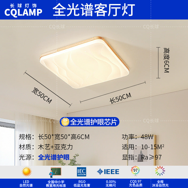 Japanese-style Nordic log wind living room ceiling light full spectrum eye protection cream wind hall main light whole house lighting package