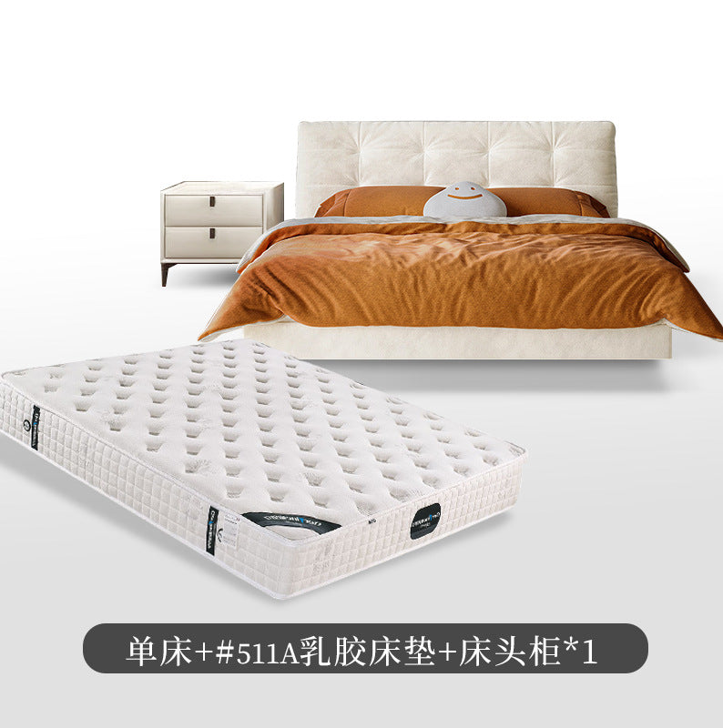Italian normcore cream style fabric bed double bed master bedroom down soft bag wedding bed storage puff bed