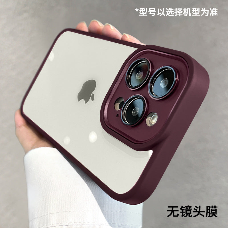 Suitable for iphone16 mobile phone case, gold shield all-inclusive lens film, apple 14 transparent anti-fall 13promax protective case