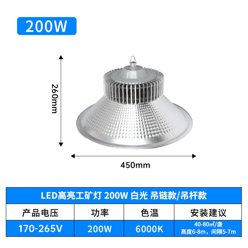 LED fin mining light, high brightness 100W200W workshop lighting high power factory warehouse ceiling chandelier