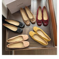 Black french square buckle flatsflatsflats round toe slip-on hidden heel suede work clothing women's shoes low heel casual