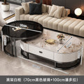 Italian light luxury oval glass coffee table living room home tea table high-end marble combination coffee table set