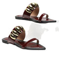 foreign trade  summer new women's pointed metal style snake pattern fashion comfortable flat slippers women's wholesale