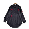 Frenchniche stylesense of designstereoflowersshirtfemaleautumlooseslimming lookfashionable age reduction chicaccessible luxurytops