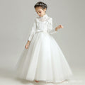 Girls' evening gown princess dress - long sleeve for little girls, perfect for hostesses, flower girls, runway shows, piano performances, flower girl events, and birthday celebrations