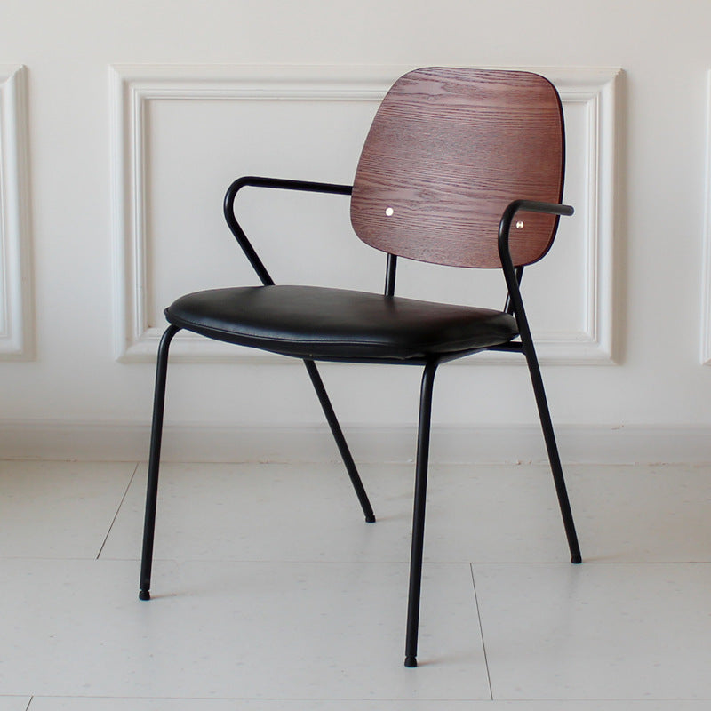 American loft restaurant retro leather dining chair cafe industrial style wrought iron chair designer casual back chair