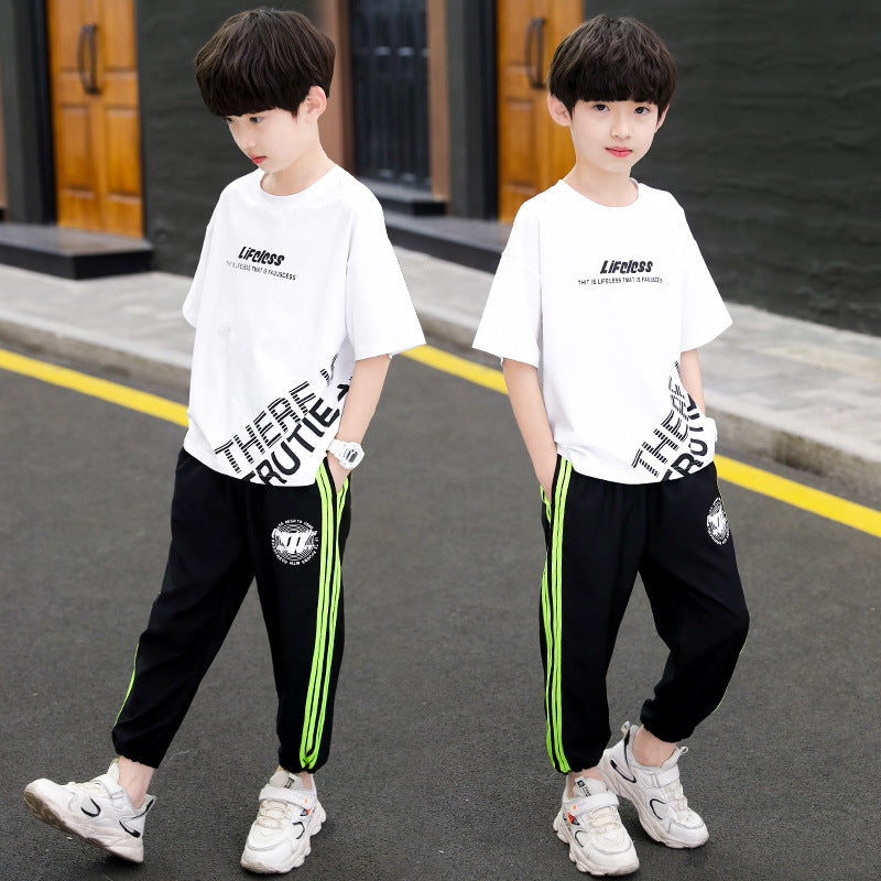 Boys' summer outfit set:  new arrival - stylish korean design for older boys, trendy short-sleeve set for boys