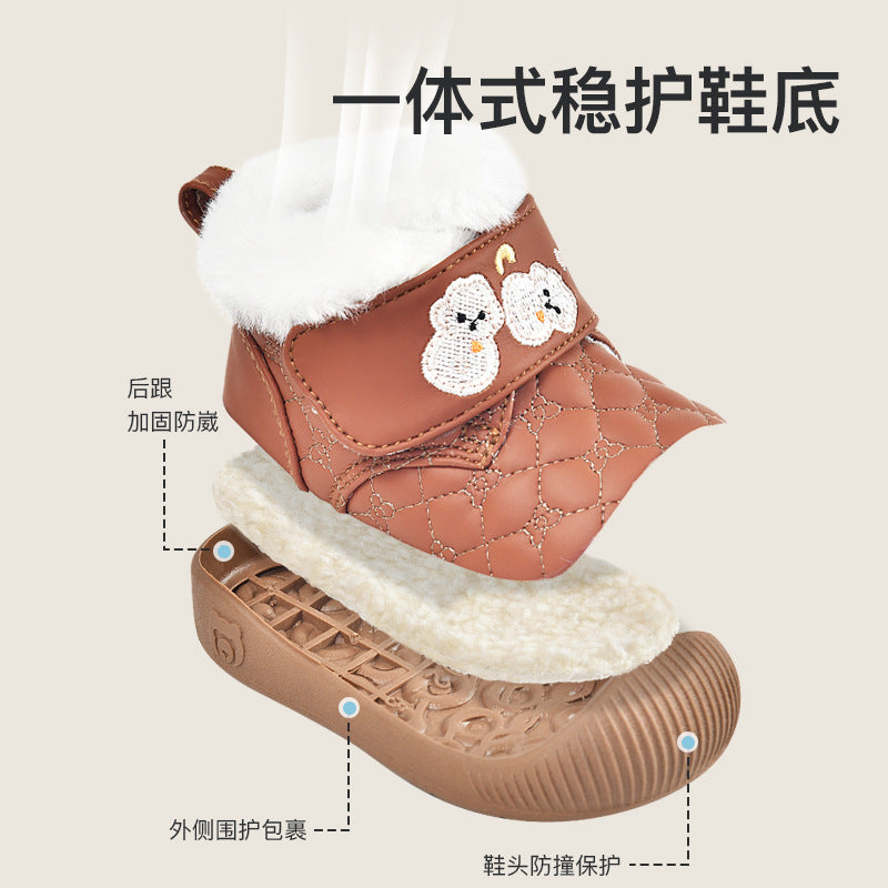 Toddler shoes for boys and girls, autumn/winter, baby cotton shoes, fleece-lined, soft sole, ages 0-1-3 years, warm baby shoes