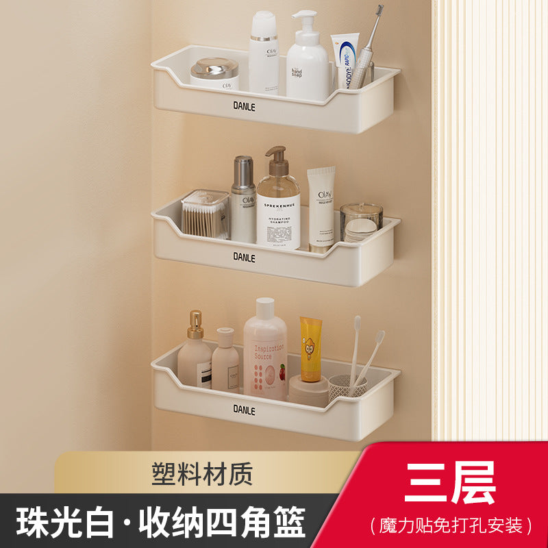White bathroom triangular rack, no punching on the toilet wall, toilet corner basket storage, bathroom pendant set