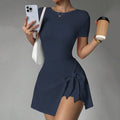 New arrival women's sports dress short-sleeved skirt shorts one-piece running elegant breathable slimming look imitation embarrassing skirt