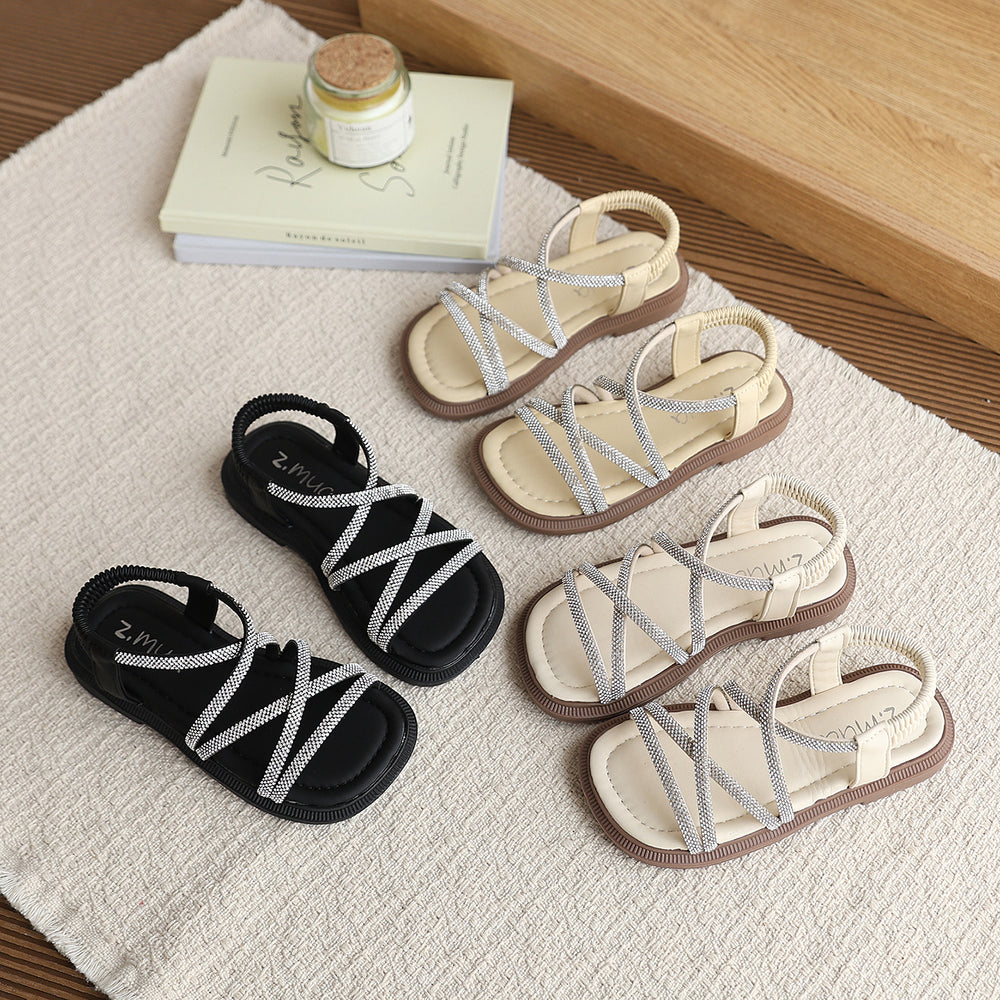 Girls' sandals: stylish rhinestone princess shoes for baby girls, new summer  collection, soft-soled beach sandals for kids