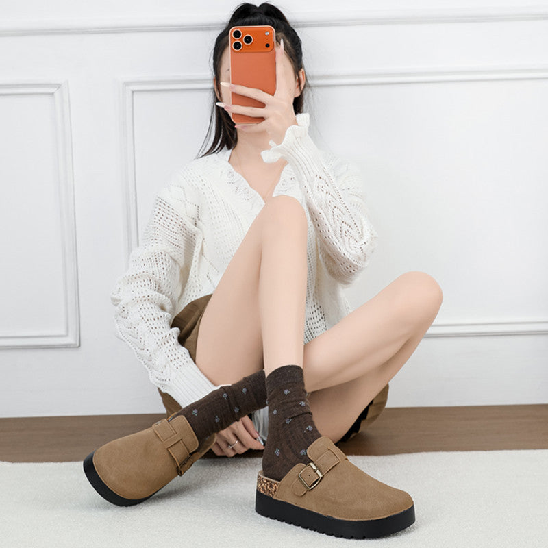 birkenstock slippers toe-cap half-slippers 2025 new spring & fall women's shoes slip-on retro wading pine outer wear wholesale