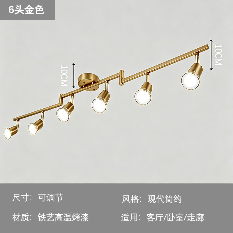 Modern minimalist chrome surface-mounted track lighting fixture for living room, bedroom, hallway, iron ceiling, shop, commercial background wall