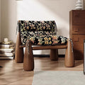 Solid wood designer baseball chair - striped fabric accent chair for living room - premium single sofa chair