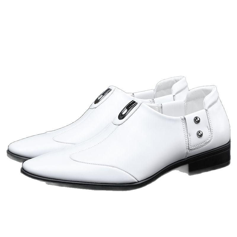 Spring autummen business formal leather shoes youth slip-on pointed toe men's shoes british shoes black wedding work shoes