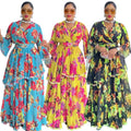 new arrival: fresh & sweet plus size dress - african women's ruffle print maxi dress