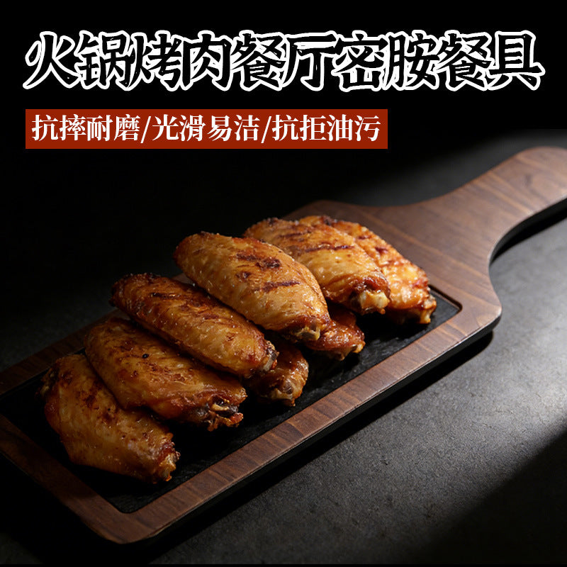 Melamine tableware japanese barbecue plate plastic flat sushi plate commercial hot pot restaurant dish plate steak plate