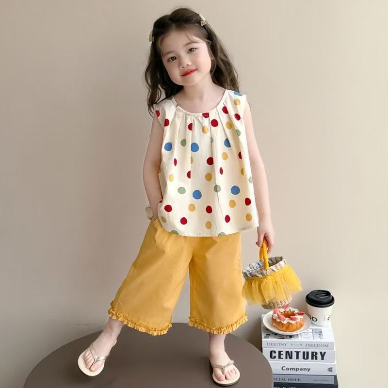 Girls' fashion set - summer  new arrival: baby bowknot tank top & stylish two-piece outfit for little girls