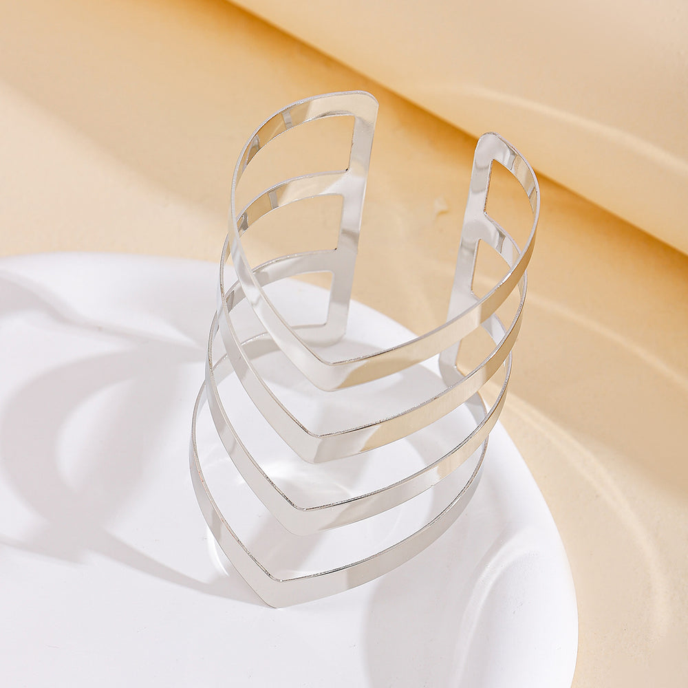 Wholesale traditional alloy bracelets: european & american cross-border jewelry, unique exaggerated geometric design, niche open-end bangle for women